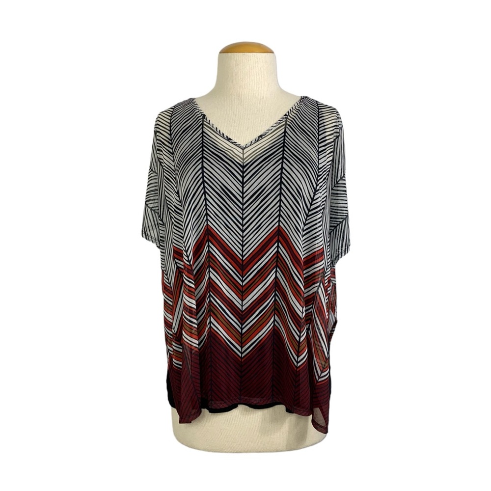 Lane Bryant 18/20 Geometric, Sheer Poncho  and Attached Tank